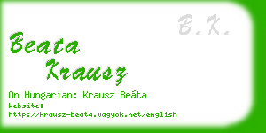 beata krausz business card